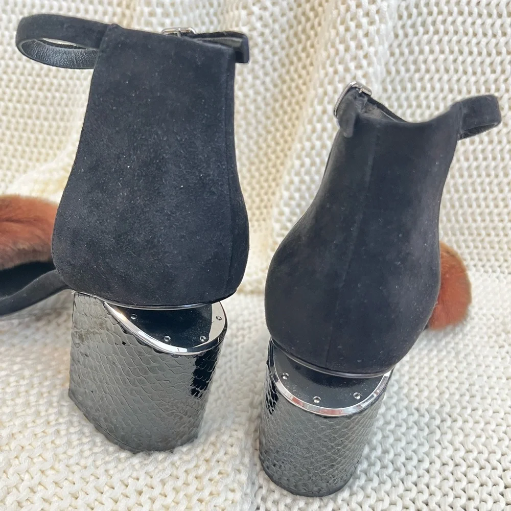 ALEXANDER WANG Abby suede and fur sandals - Picture 5 of 8